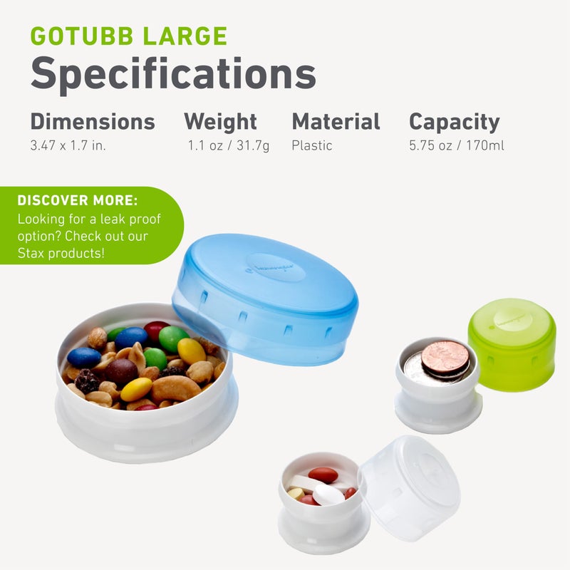 humangear GoTubb â€“ Storage Containers for Snacks, Small Essentials and Travel Gear, Made from Food-Safe Materials, Clear/Green, Large (2-pack) - Image 5